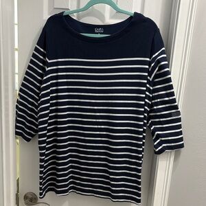 Croft & Barrow Navy and White Striped Tee